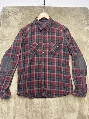 Xside shirts button Shirt XL red Plaid Mens long sleeve