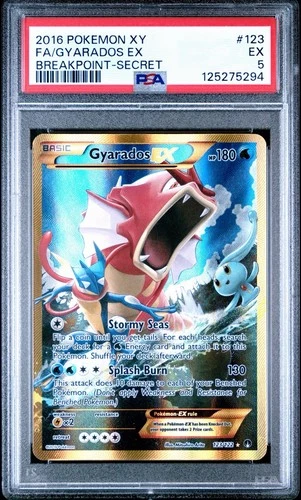 PSA 5 Gyarados EX Secret Rare 123/122 Pokemon XY Breakpoint Gold English 2016