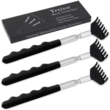 3 Pack Extendable Back Scratcher, Stainless Steel Portable Telescoping Back