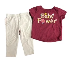Jumping Beans Baby Girls Ruffled Leggings & Garanimals Baby Power Tee Shirt 3-6m