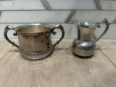 Vintage 95% Peltro Pewter Mini Pitcher Etain Zinn Tin Italy. Plus Sugar Bowl