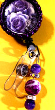Flower 5 Id badge holder retractable alligator clip