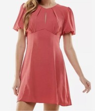 City Studio Womens Mini Dress Puff Sleeve Bow Open Back High Waist Red 7 NEW