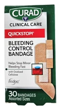 CURAD Quick Stop! BANDAGES for Bleeding Control Assorted Fabric 30ct ^^