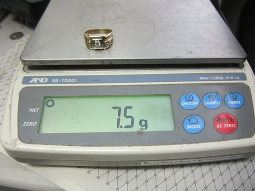 ~MUY BONITO ANILLO SOLITARIO DE DIAMANTES DE ORO MULTITONO 14K PARA HOMBRE (TALLA 10) .18CT, 7.5G - Imagen 7 de 7