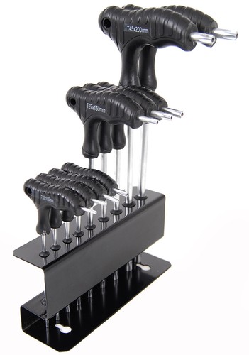 Alca® T-Griff Schraubendreher Mit CR-V Bits – Set Inkl. 9 Steckschlüsseleinsätzen & 10 Bits, Magnetisch