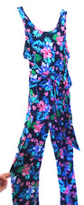 POOF GIRL Floral Romper Jumpsuit w Front Ties-girls XL, blue multi ADORABLE 