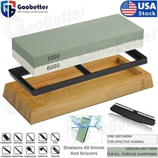 Knife Sharpening Water Stone Kitchen Dual Whetstone Set 1000 6000 Grit 2 Sided