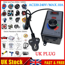 AC 220V-240V 10A Motor Speed Controller Switch Real-time Voltage Display UK Plug