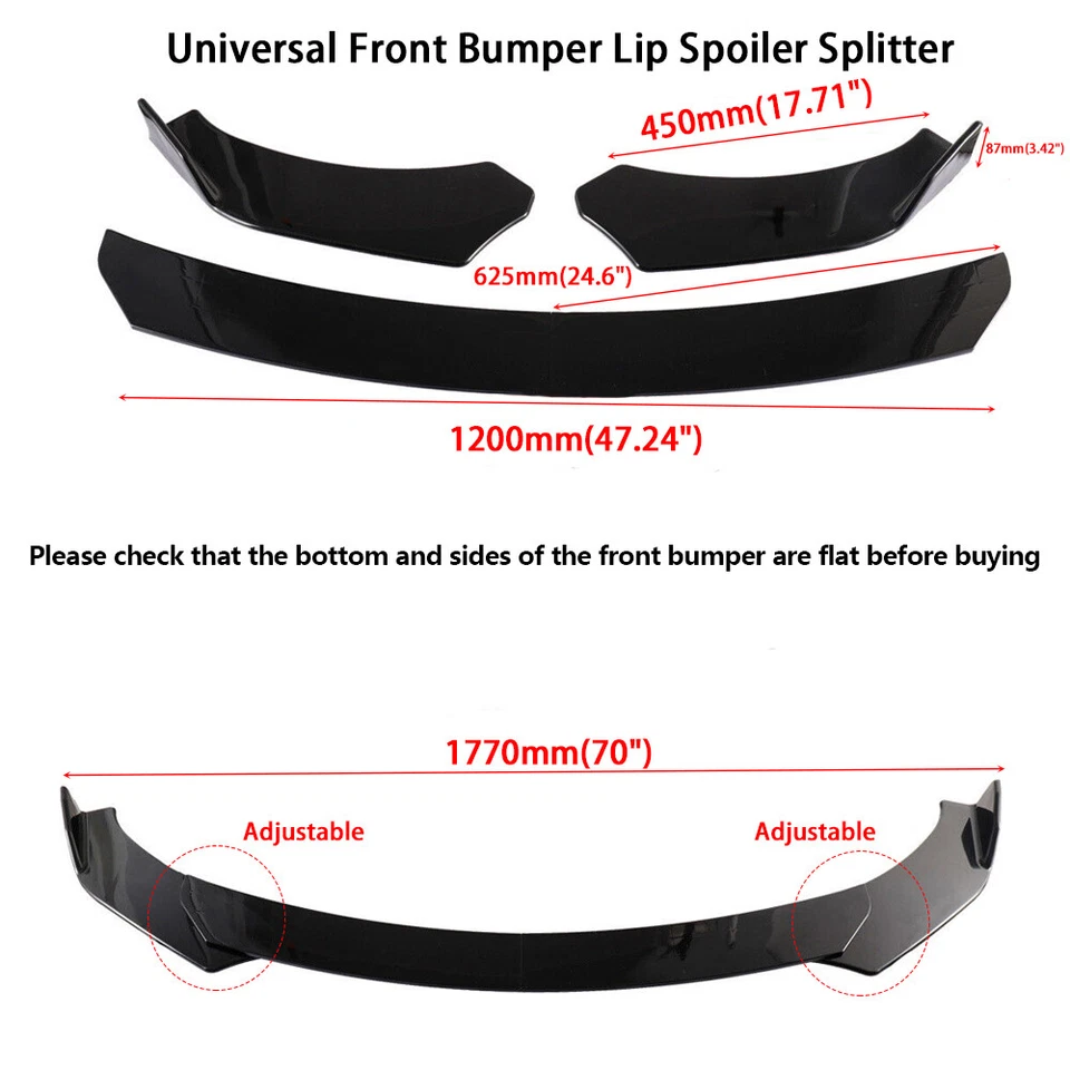 For Volvo S60 S80 S90 Front Bumper Lip 86" Side Skirt Rear Bumper Lip Black Foto 2 de 4