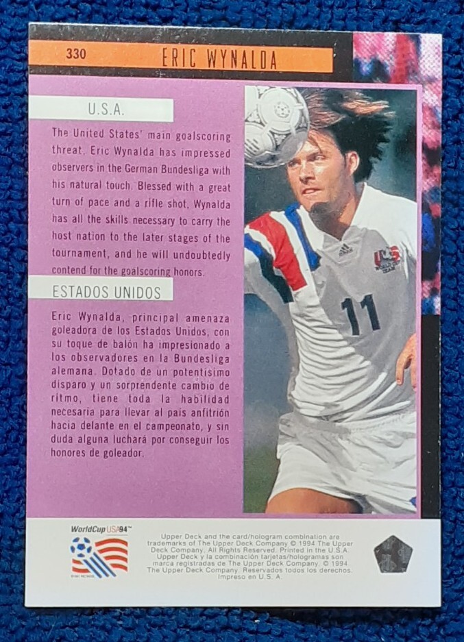 1994 Upper Deck #330 Eric Wynalda World Cup '94 USA Golden Boot