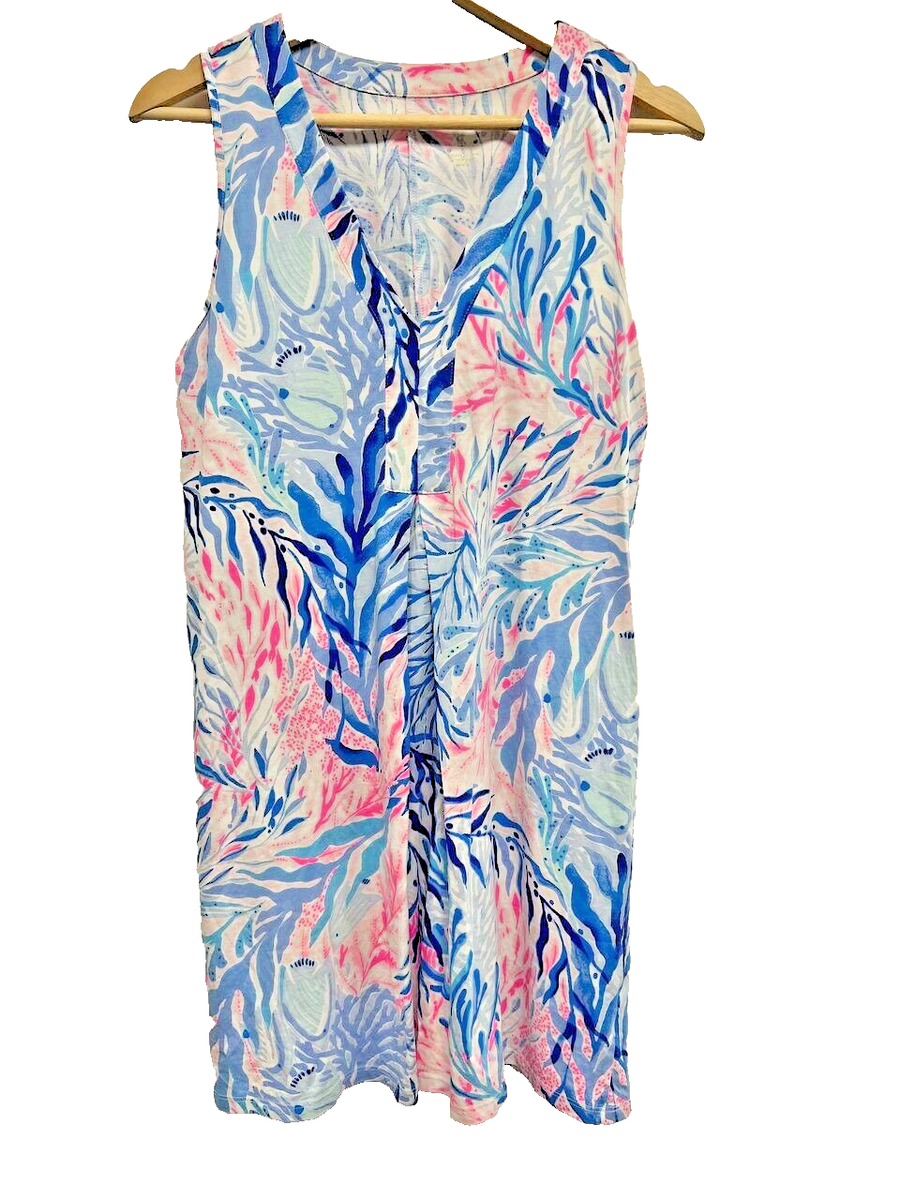 Lilly Pulitzer AMINA DRESS pima cotton Tint Kaleidoscope Coral