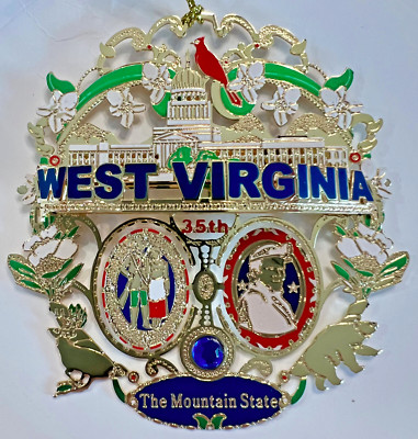 Brass West Virginia WV Souvenir Ornament - NEW