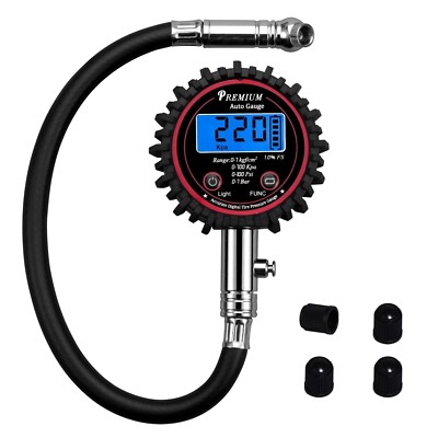 Reifendruckmesser, Digital, LCD, Fahrrad, Auto, LKW, Motorrad, Schlauch