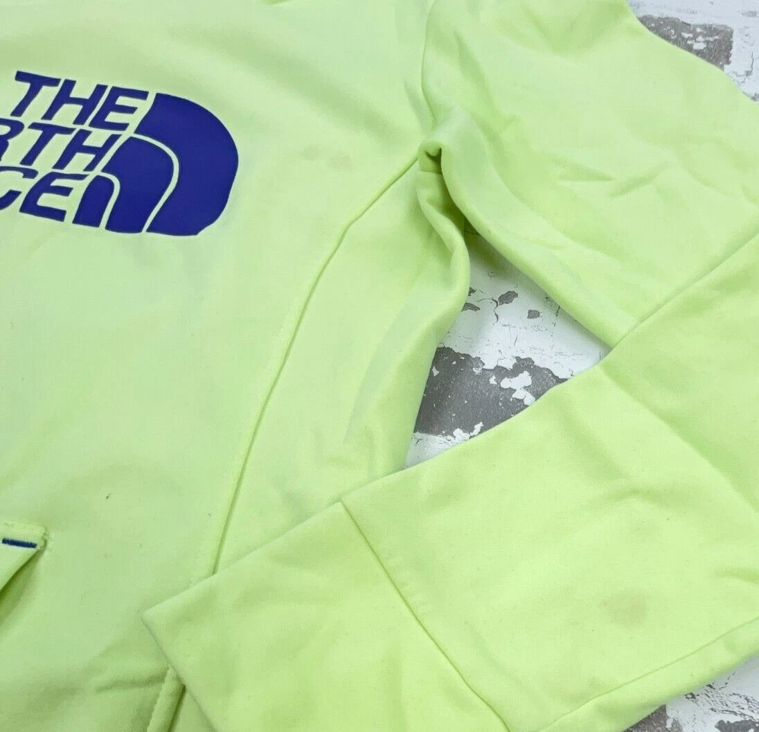 VETEMENTS North Face Felpa con Cappuccio Donna Piccola Giallo Blu Felpa Maglione Spell Out Neon *