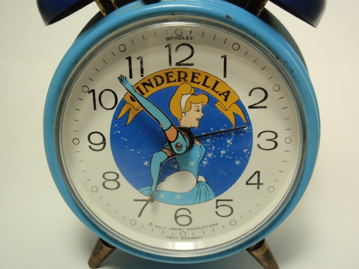 Vintage Bradley Disney Cinderella Blue Wind Up Alarm Clock W