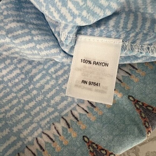 J. Jill Aegean Tunic Beach Top Size Medium 100% Rayon Blue Mixed Pattern - Picture 3 of 9