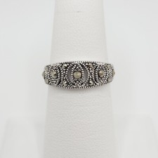 Beaded Ring w/ CZ925 Sterling Silver Size 7 - RS120