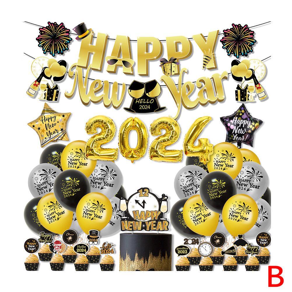 2024 New Years Party Supplies Happy New Year Decorations Kit Accessories eBay