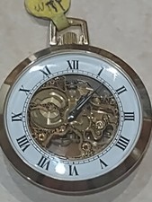 Skeleton style vintage pocket watch gold tone wind up
