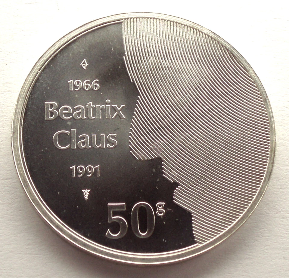 NETHERLANDS 50 GULDEN 1991 Silver Wedding Anniversary Silver FDC in Mint Box. B4 - Image 2 of 4