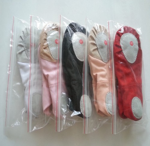 Girls & Ladies Canvas Split Sole Ballet Dance Shoes Fitness Shoes + Leather Toe - Picture 3 of 15