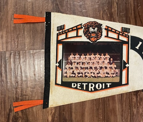 1965 Detroit Tigers Baseball Team Photo Pennant Rare Vintage Tiger Stadium - Picture 2 of 6