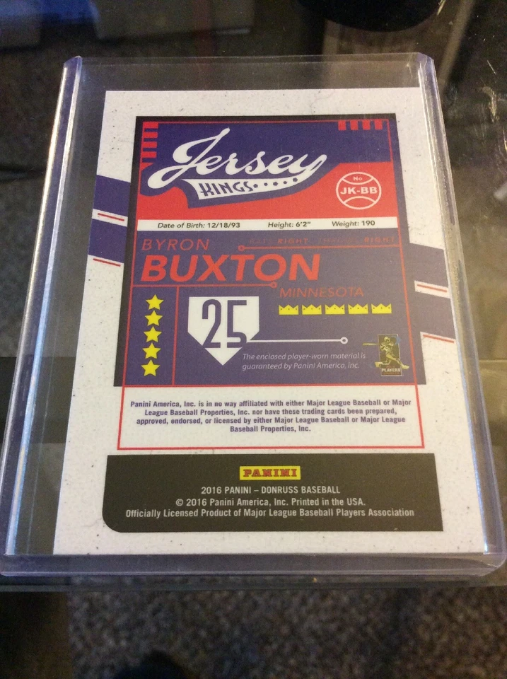 2016 Panini Donruss Byron Buxton #25 Jersey Kings Minnesota Twins Relic - Image 3 of 3