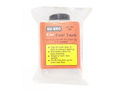 Dubro 2-Ounce 2 oz RC Remote Control Airplane Nitro / Gas Fuel Tank DUB402