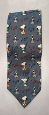 PEANUTS SNOOPY   cravate vintage  Snoopy sur fond gris notes de musique