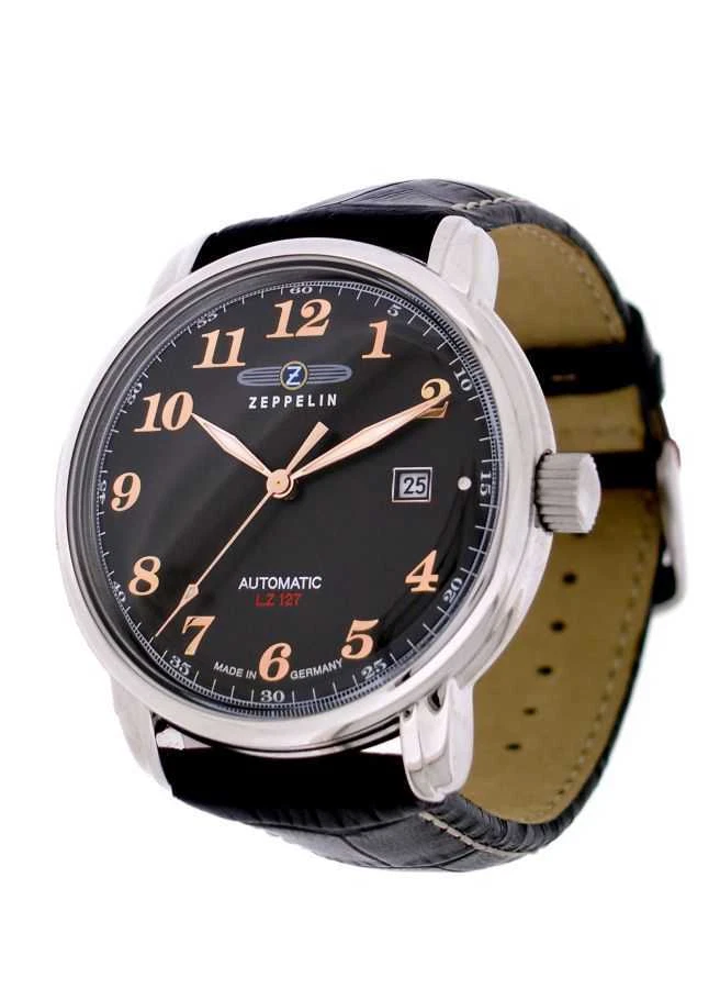 Zeppelin 7656-2 LZ127 Graf Zeppelin Automatikuhr Schwarz Lederband 40 mm - Bild 3 von 3