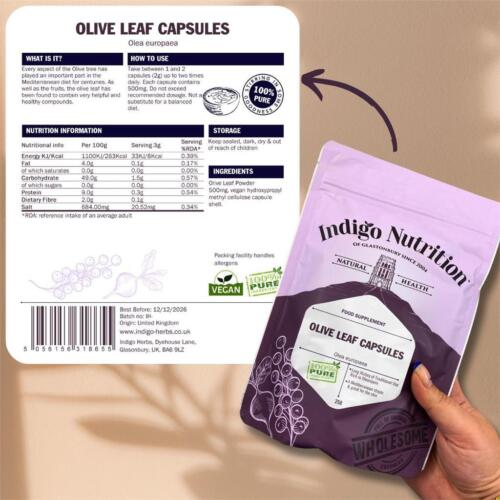 Olive Leaf Capsules - 500mg - 100 & 250 caps - Indigo Herbs - Picture 3 of 5