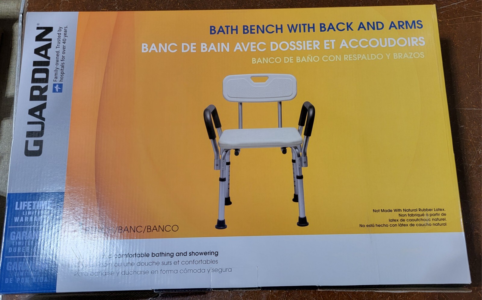 Medline MDS89745RA Shower/Bath Chair with Padded Armrests 350lbs for