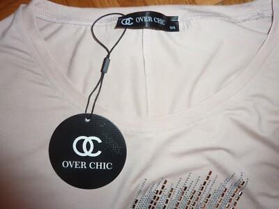 OVER CHIC T-Shirt Bluse Tunika Shirt Gr. 42/44 beige  Viskose lässig