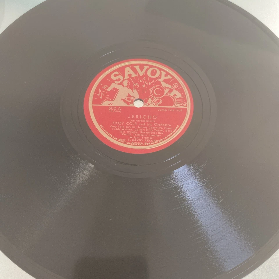 HOT Jazz COZY COLE -BILLY TAYLOR -RAY CONIFF 78 rpm SAVOY 502 JERICHO 1944 MINT - Imagem 2 de 4