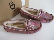 "UGG" Junior Girls Suede Leather Wool Lined Luxury Fluffy Slippers UK3/36 £70!!