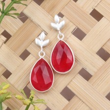 Teardrop Red Aventurine Earring 925 Sterling Silver Valentine Gift Earrings