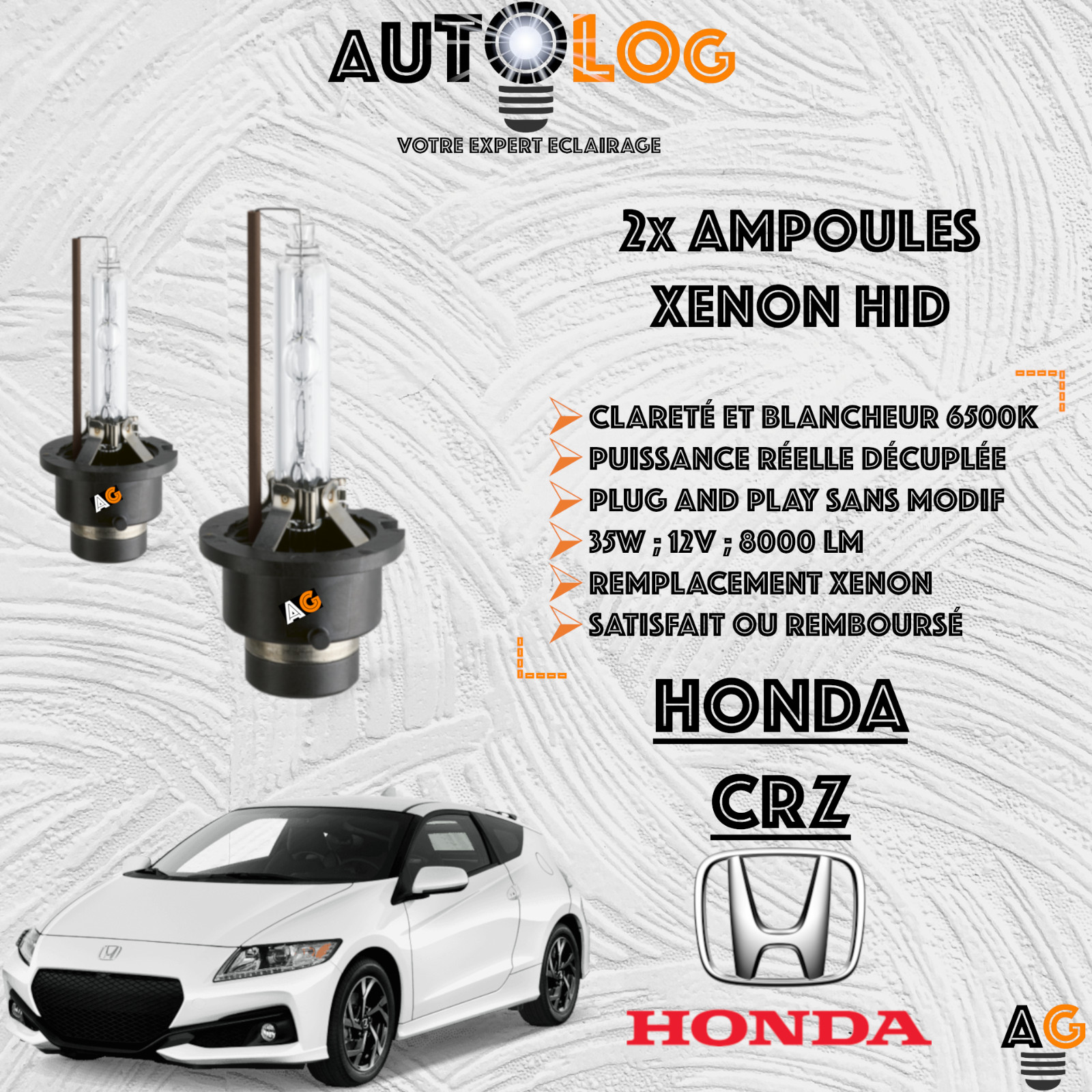 Kit ampoules Xenon HID Honda CR-Z éclairage hivernal et conduite nocturne sûre