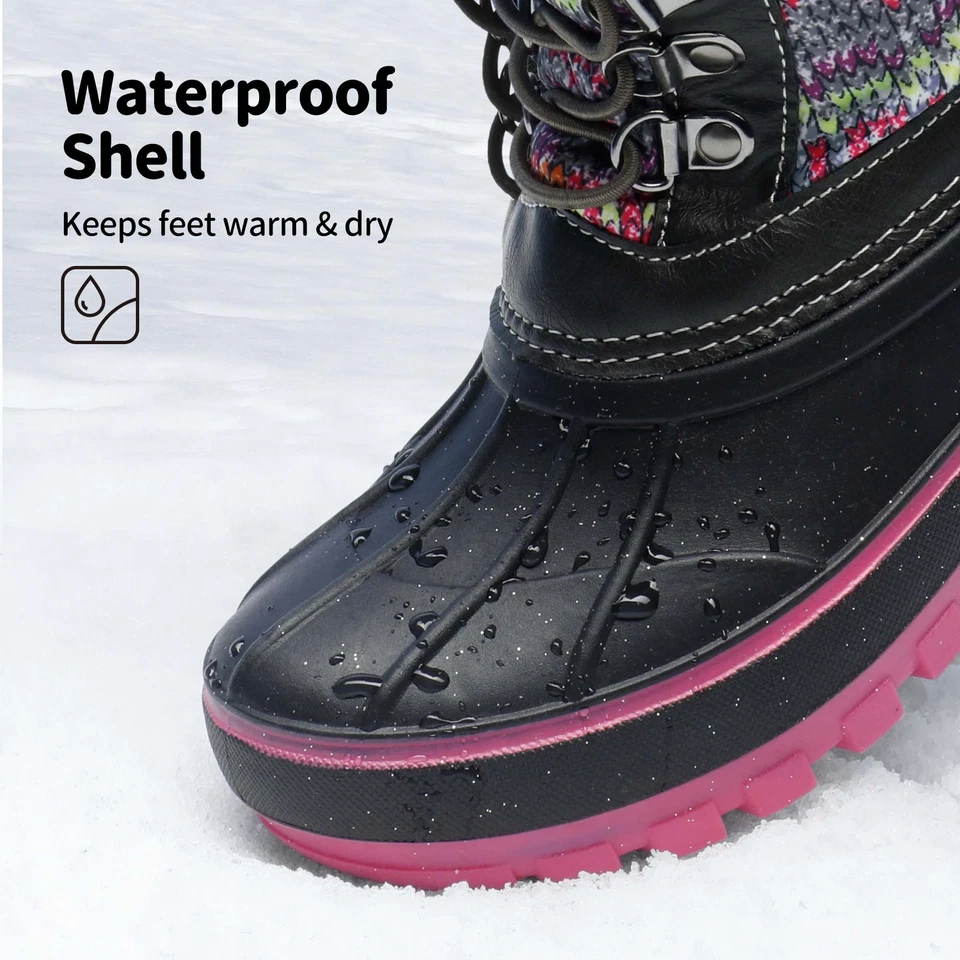 Niños Niños Niñas Niños Pequeños Aislados Impermeables Media Pantorrilla Invierno Cálido Botas de Nieve Foto 4 de 4