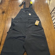 NWT Carhartt Mens Black Loose Fit Firm Duck Bibs Overall 40x34 R01