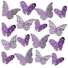 72 Pieces 3D Butterfly Wall Decals Sticker Decal Wall Decor Art Purple