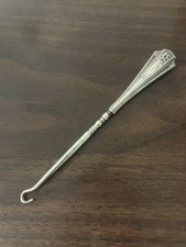 Antique Sterling Silver Geometric Handle 6.5 Inch Button Hook