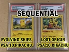 PSA 10 Pikachu 052/196 Lost Origin & Evolving Skies Pikachu Sequential 049