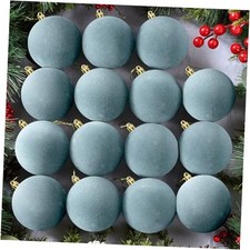24 Pcs 3.15Inches Velvet Christmas Ball Ornaments, Shatterproof Dusty Blue