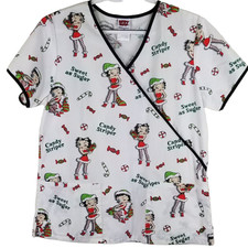 Betty Boop Medical Field Medical Office Nurse Doctor Scrub Top Women's Sz S