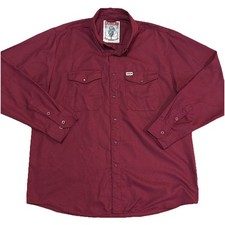 Dixxon Flannel Shirt Mens 2X Bordeaux Pearl Snap Cowboy Western Biker