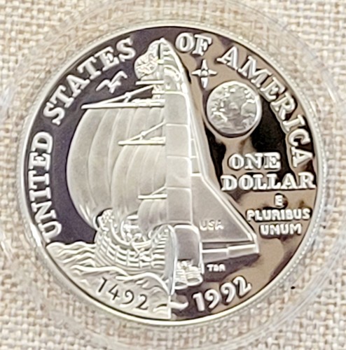 1992 P Columbus Quincentenary US Mint Proof Silver $1 Dollar BU Coin 0.9 Fine! - Picture 4 of 4