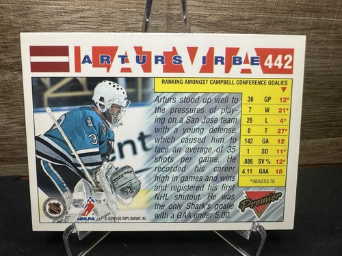 1994-95 Topps Premier Arturs Irbe San Jose Sharks #260 In-Person ON-CARD AUTO - Picture 2 of 2
