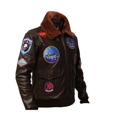 TOM CRUISE TOP GUN PETE MAVERICK BOMBER FUR LEATHER FLYING FLIGHT JACKET FOR MEN