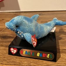Ty Beanie Baby Docks - MWTs (Dolphin 2007) Sparkling Blue with Flowers 
